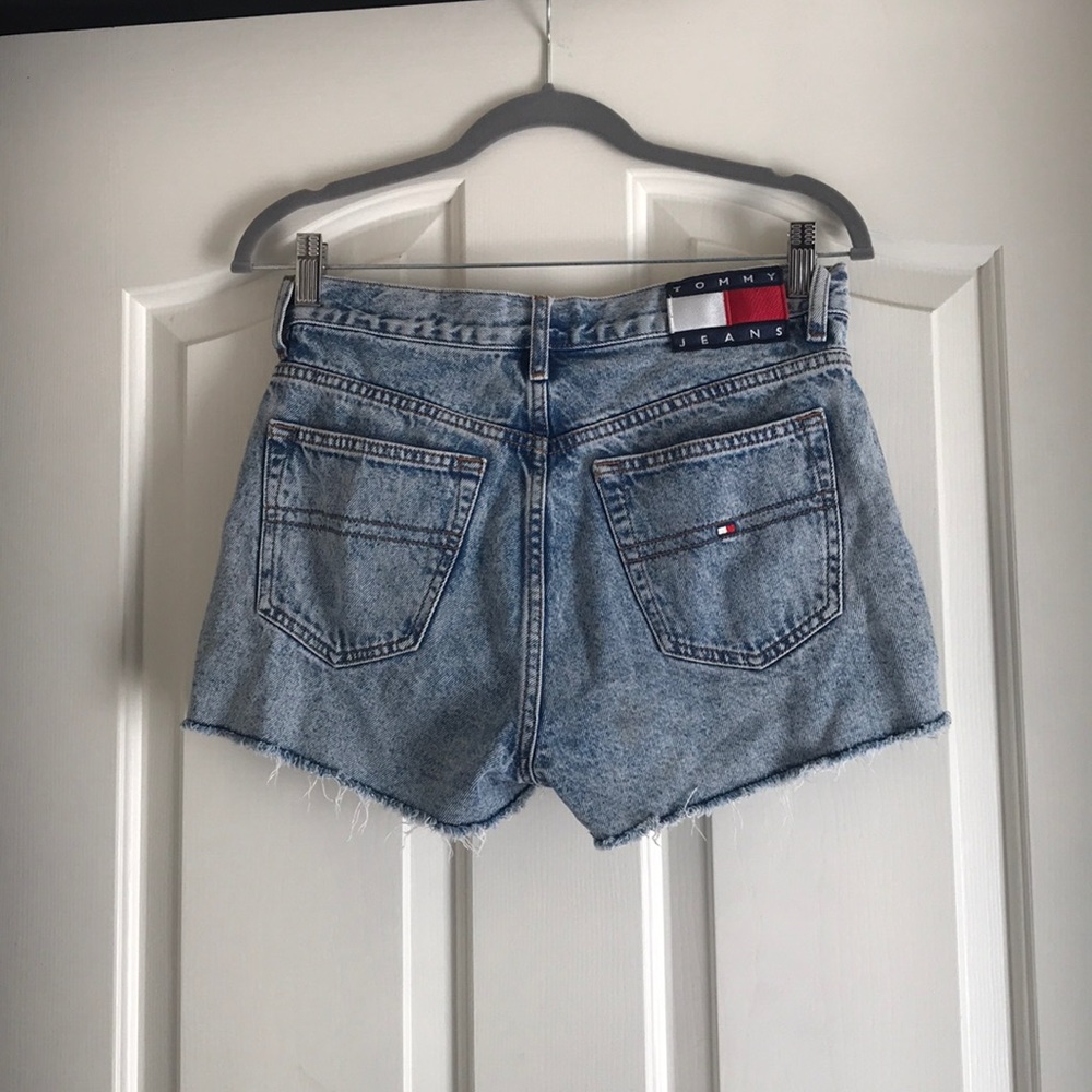 High-rise acid wash cut-off shorts